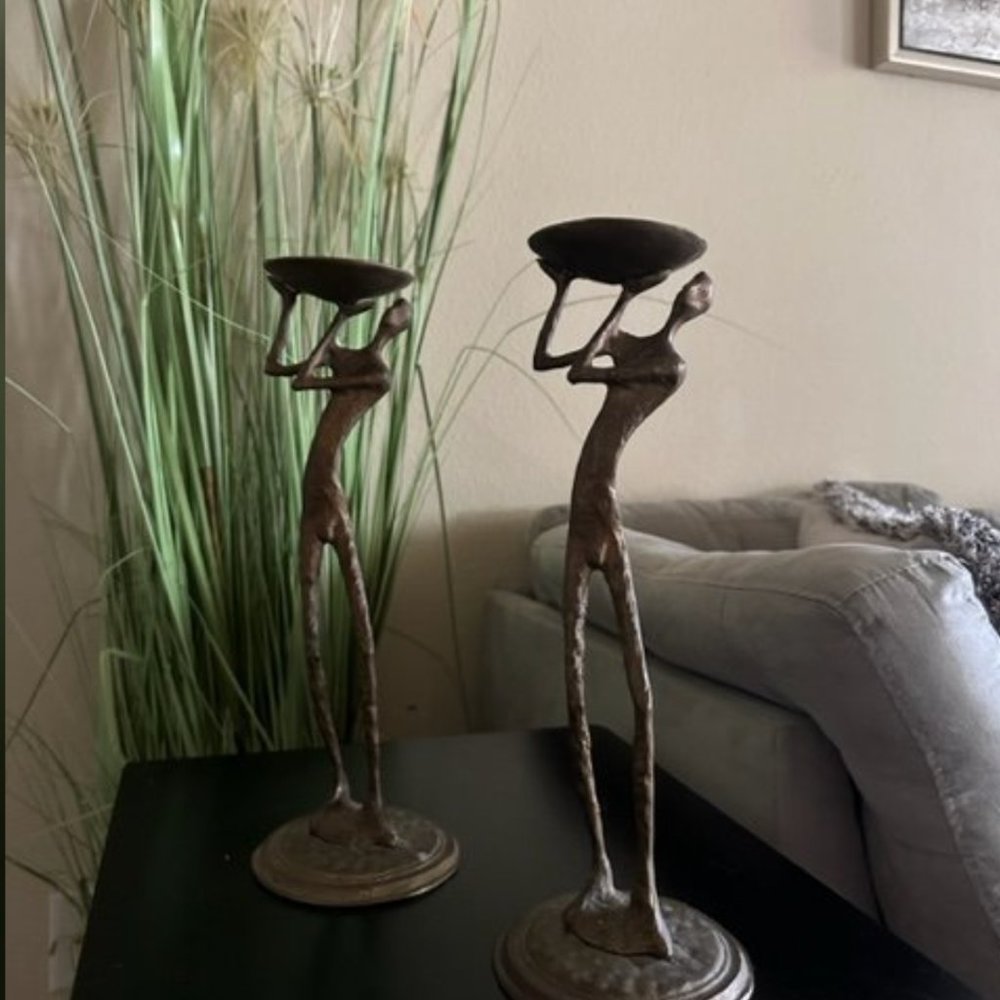 ***SOLD***Rare- Vintage brutalist figural men candleholder 1 has sold